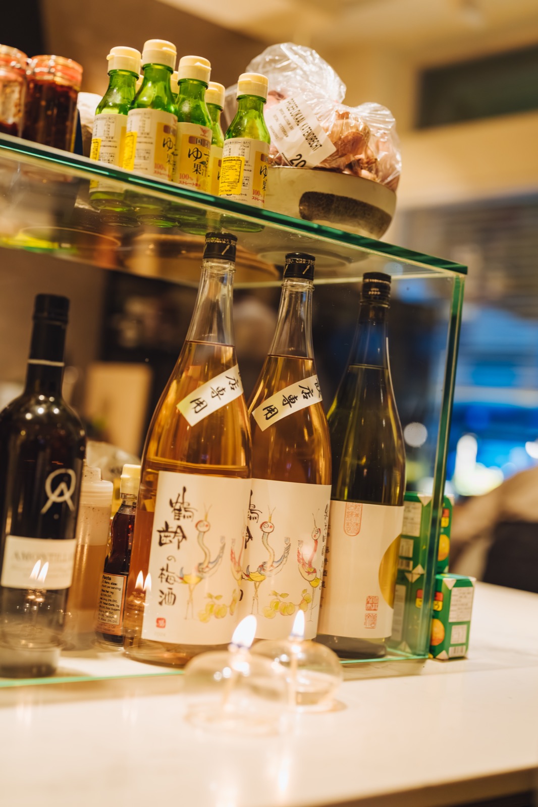 Sake collectie bij het diner